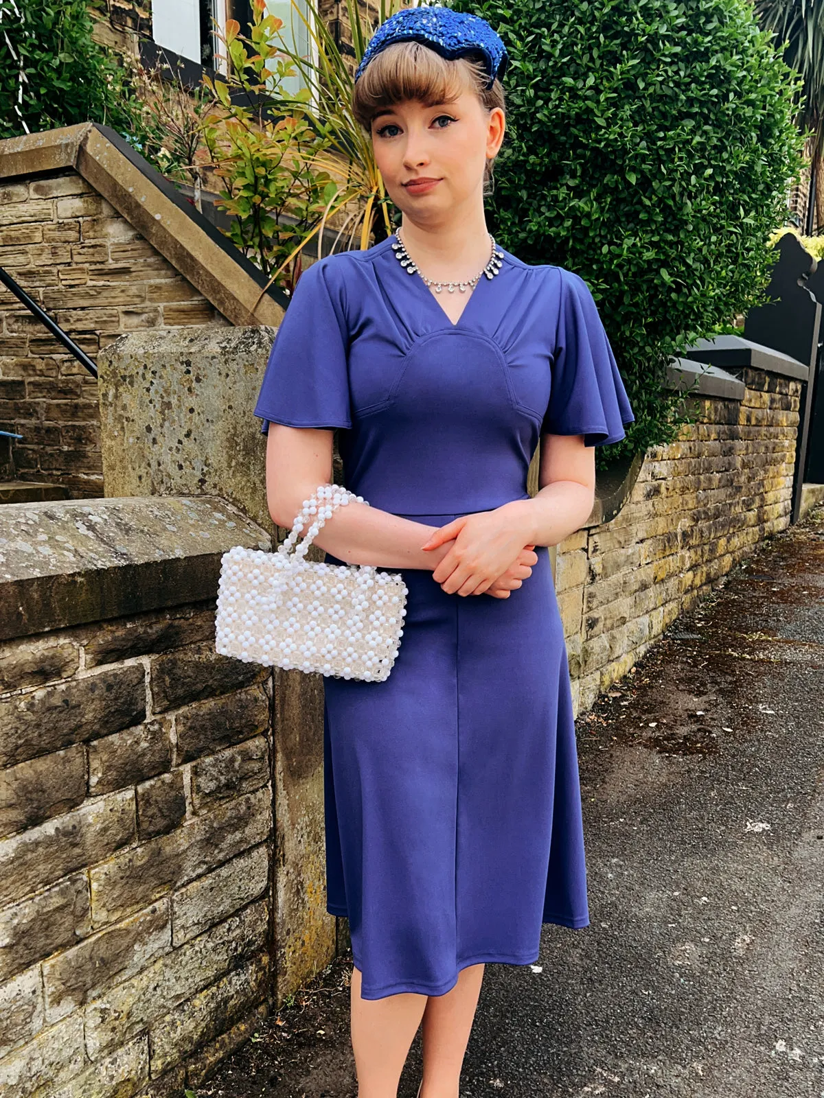 1940s Vintage Palais Swing Dress in Mazarine Blue