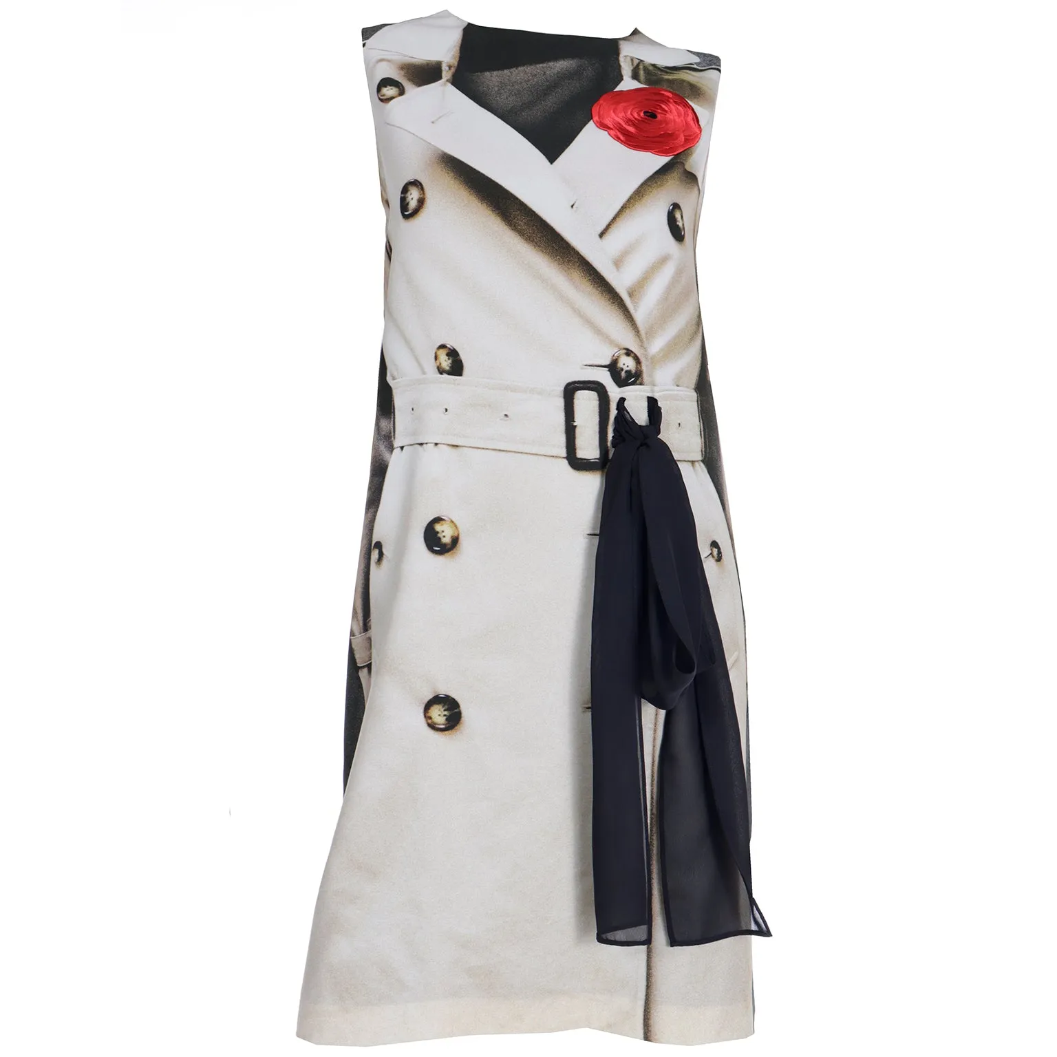 2000s Moschino Surrealism Trompe L'Oeil Trench Coat Dress