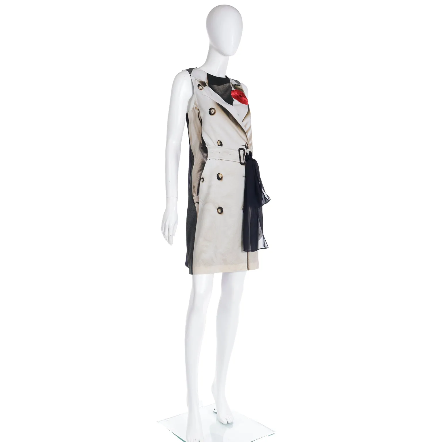 2000s Moschino Surrealism Trompe L'Oeil Trench Coat Dress