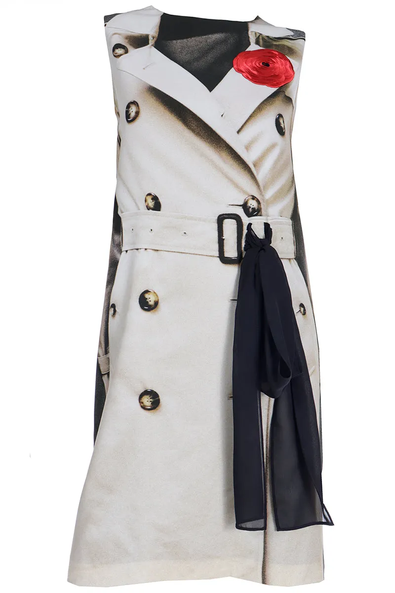 2000s Moschino Surrealism Trompe L'Oeil Trench Coat Dress