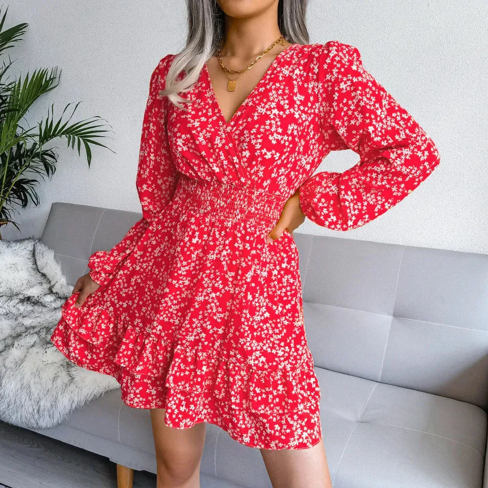 2024 Spring/Summer Sexy Chiffon Women's Floral Dress - Affordable and Free Shipping Deals