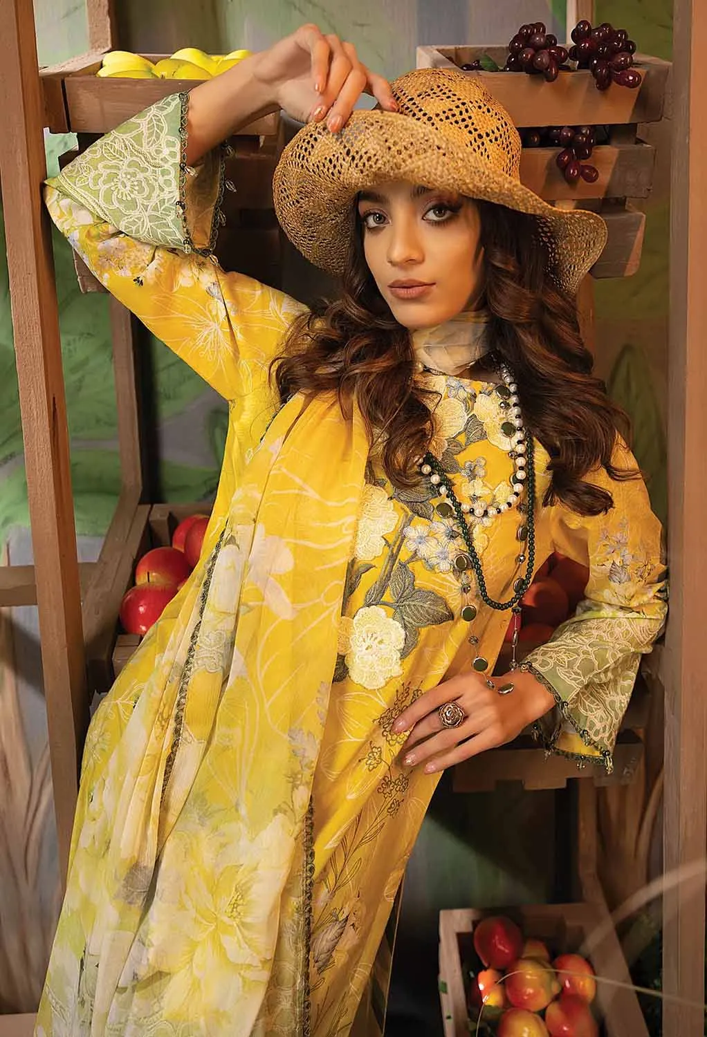 Adan's Libas Summer Fantasy Lawn Unstitched Pakistani Suit Yellow