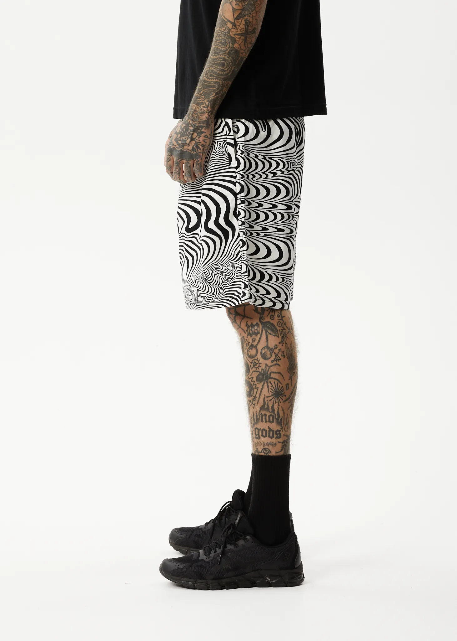 AFENDS Mens Broccoli - Elastic Waist Shorts - Black