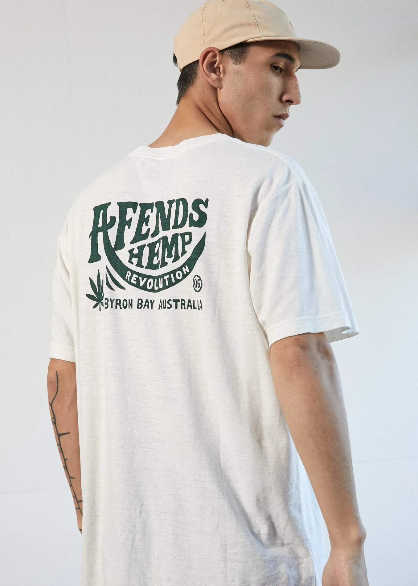 Afends Mens Bugle - Hemp Retro Fit Tee - White