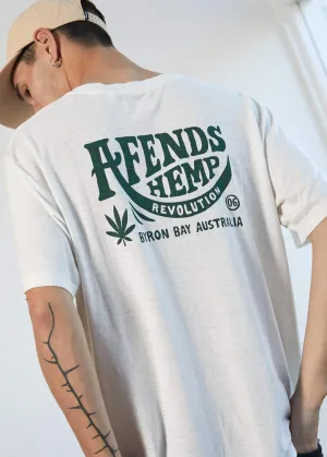 Afends Mens Bugle - Hemp Retro Fit Tee - White