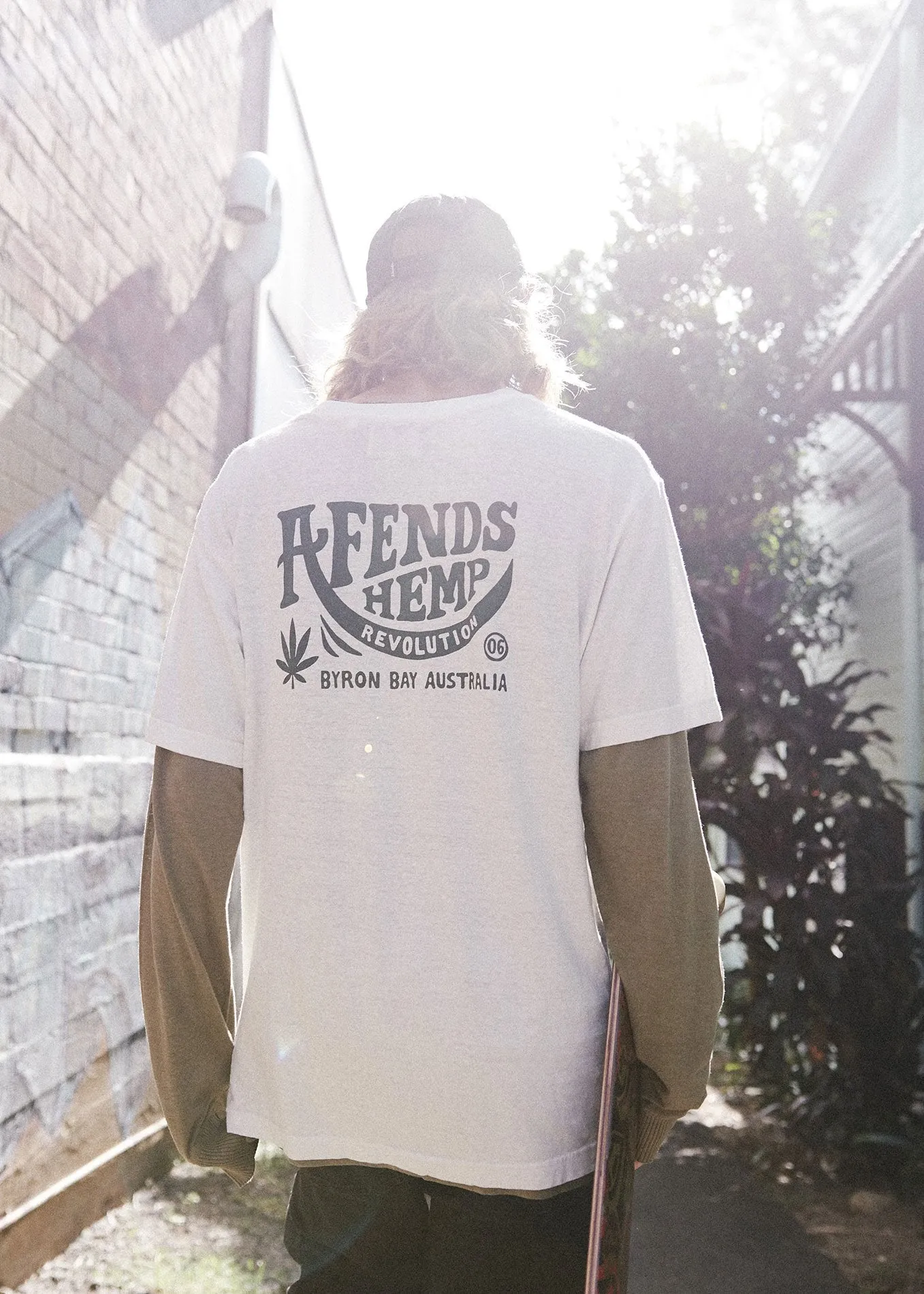 Afends Mens Bugle - Hemp Retro Fit Tee - White