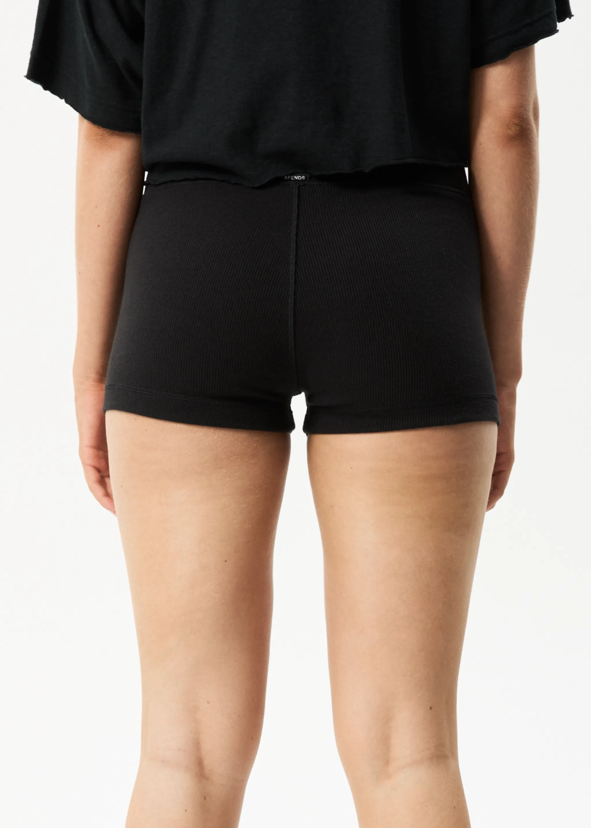 AFENDS Womens Alice - Ribbed Booty Shorts - Black