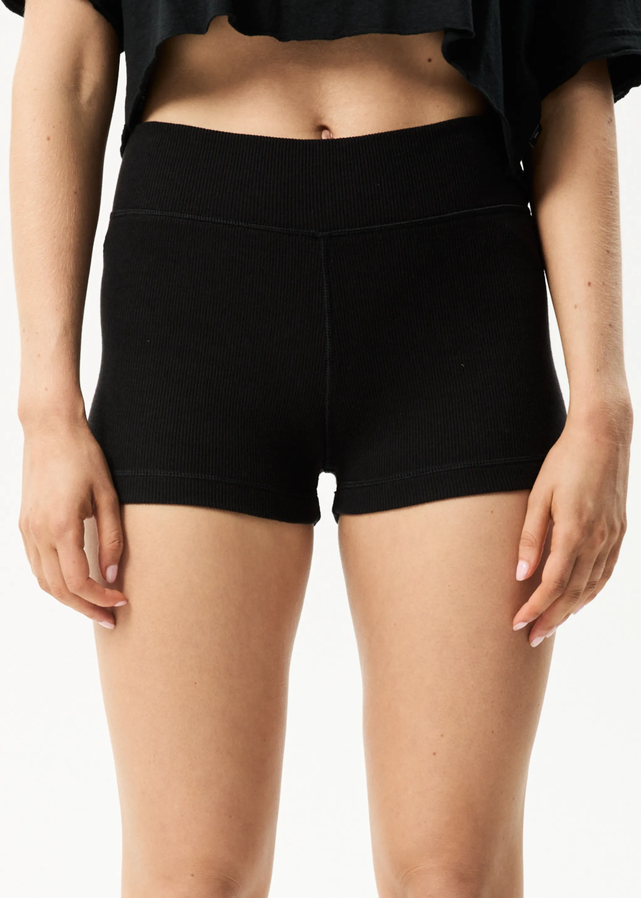 AFENDS Womens Alice - Ribbed Booty Shorts - Black