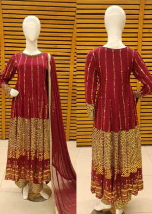 AL-3825 Readymade Maroon Ally's Dress