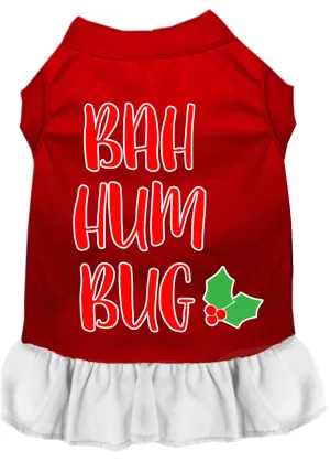 Bah Humbug Screen Print Dog Dress Red With White Sm