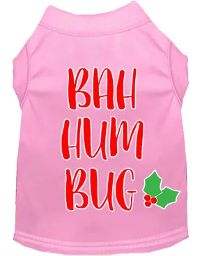 Bah Humbug Screen Print Dog Shirt Light Pink Lg