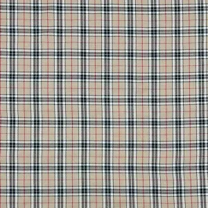 Beige and Black Checkered PolyViscose Tartan Fabric