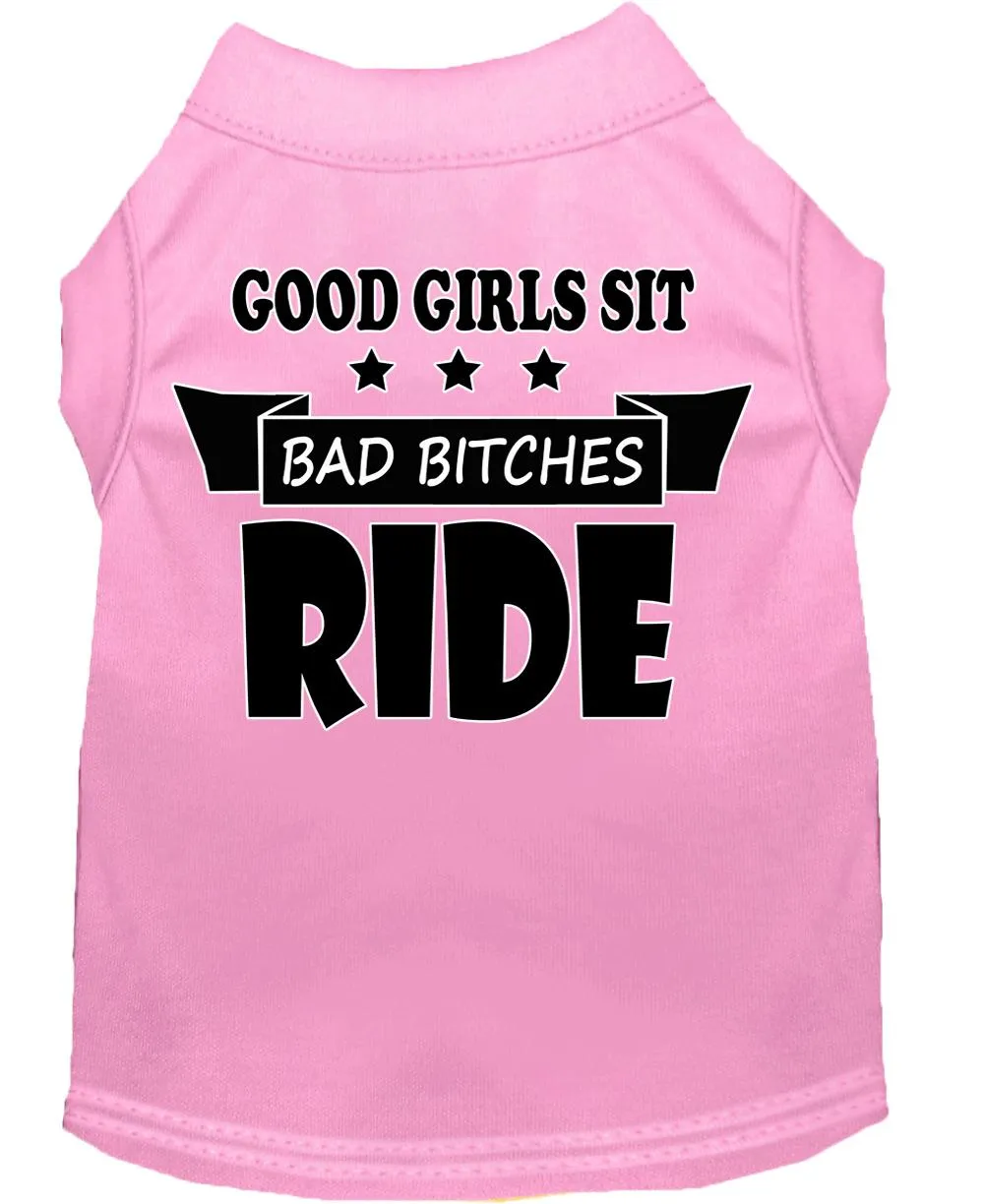 Bitches Ride Screen Print Dog Shirt Light Pink Xxl (18)