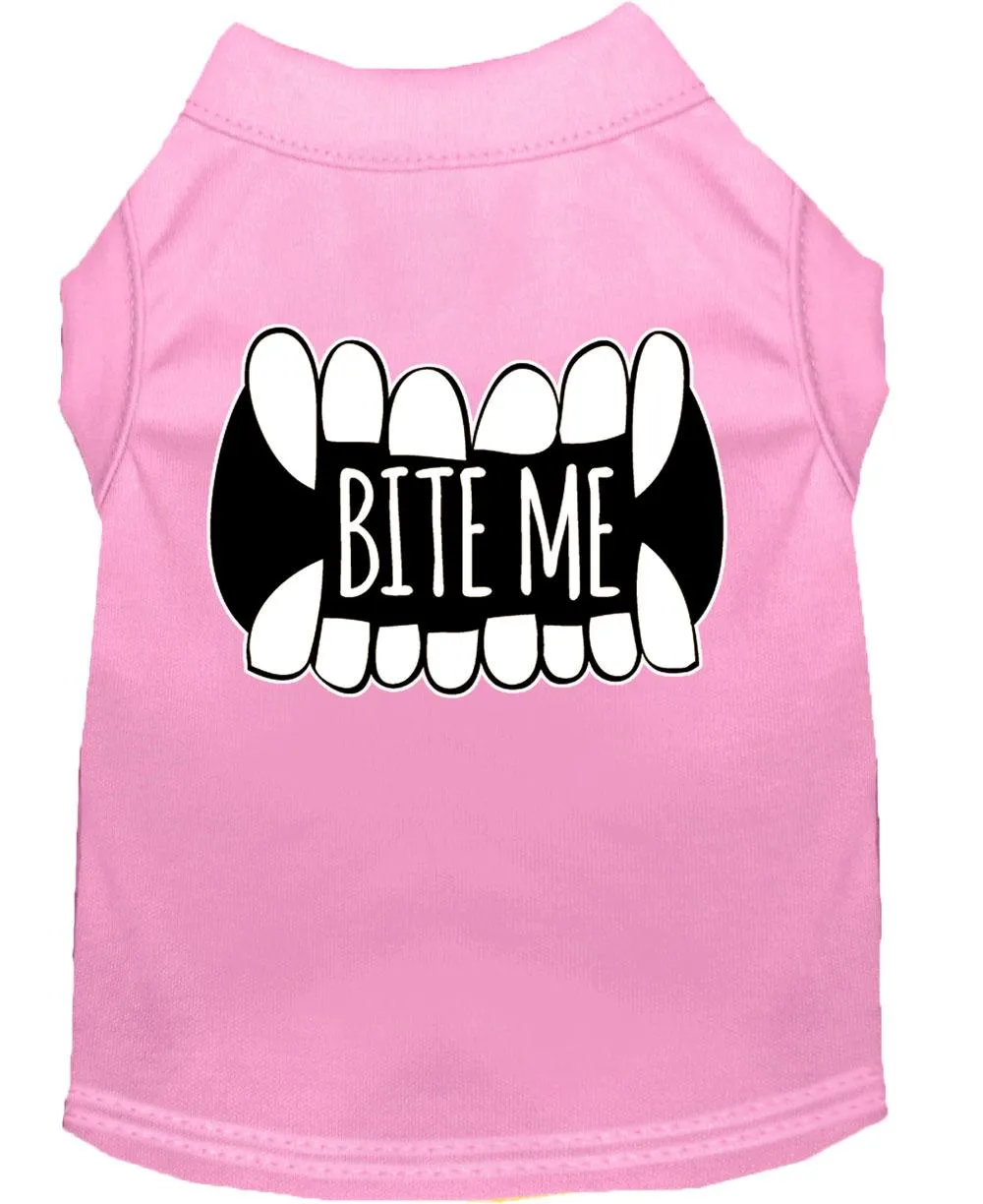 Bite Me Screen Print Dog Shirt Light Pink Sm (10)