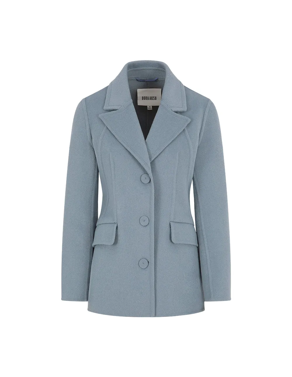 BORA AKSU Lapel Single-Breasted Woolen H-Shaped Blue Coat