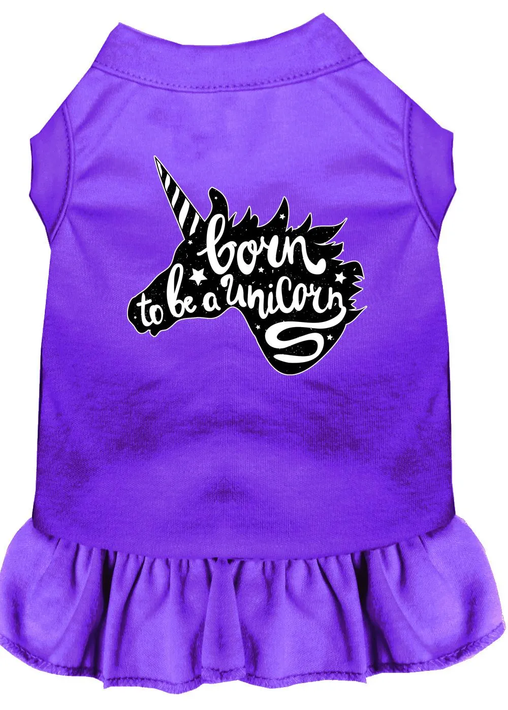 Born To Be A Unicorn Screen Print Dog Dress Purple Med (12)