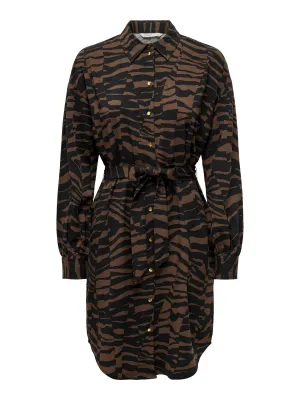 Bree Shirt Dress - Chestnut Graphic Animal