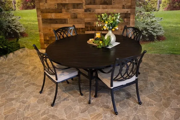 CHELSEA 5 PIECE DINING SET - 66" Round Stone Harbor Dining Table and 4 Chairs