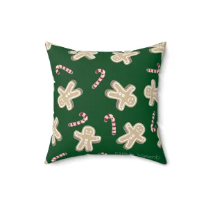 Christmas Pillow with exclusive Italian Design print | Ginger Bred Candy Cane | Green | Giada Valenti | Christmas Gift