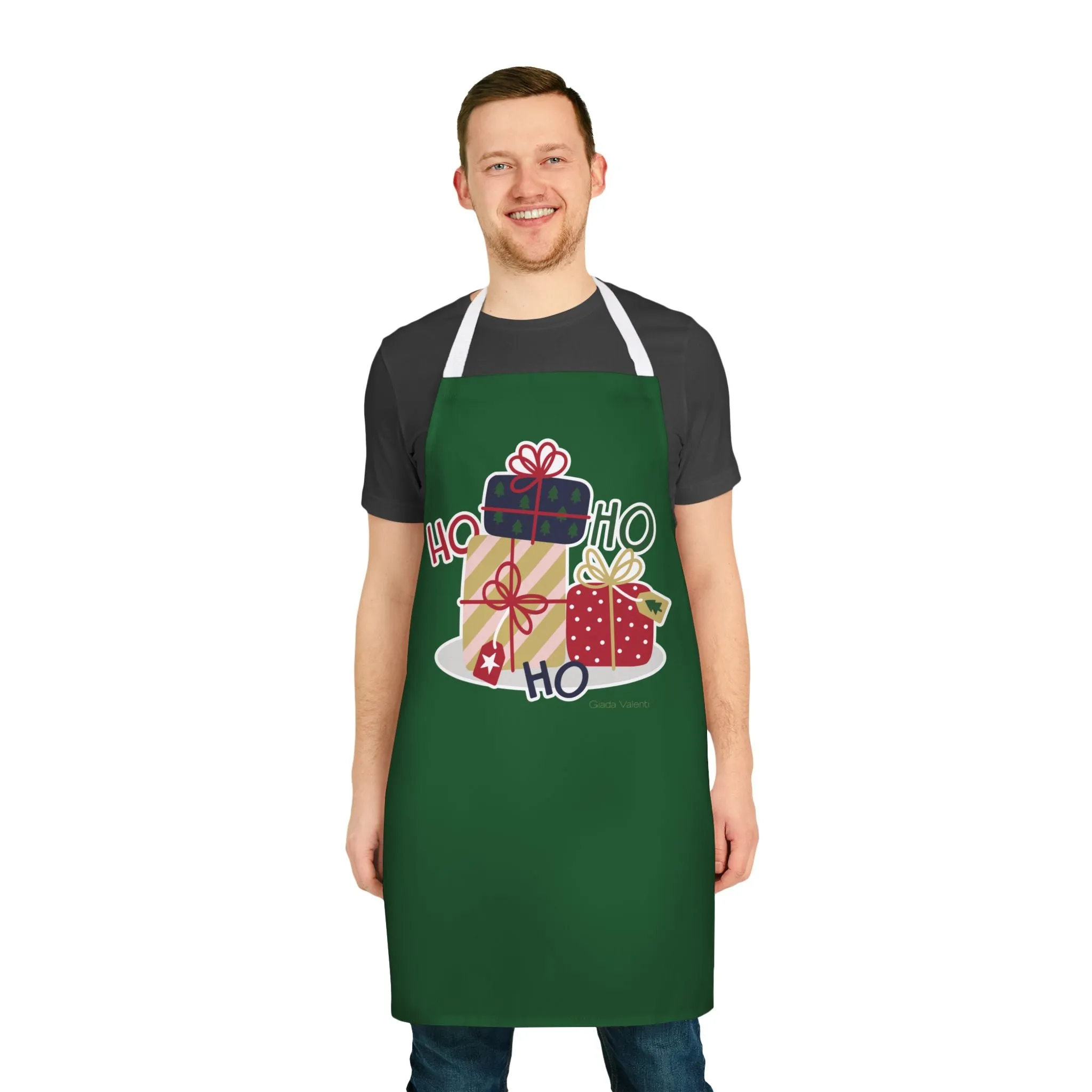 Christmas Presents Apron with Italian Design print | Green | Giada Valenti | Christmas Gift