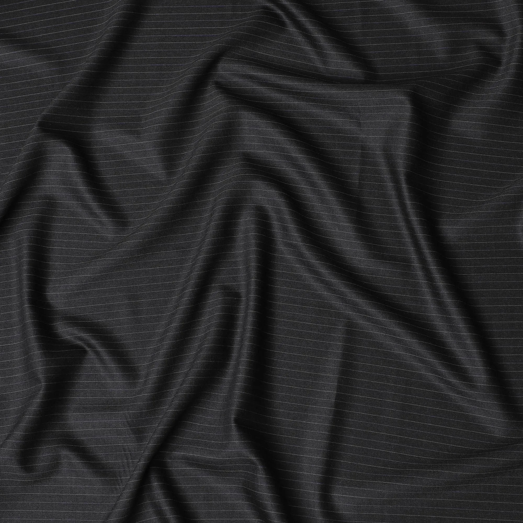 Classic British Pinstripe Wool Suiting Fabric - Black, 150cm Width, 3.5 Mtrs Piece-D17754