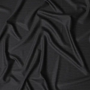 Classic British Pinstripe Wool Suiting Fabric - Black, 150cm Width, 3.5 Mtrs Piece-D17754