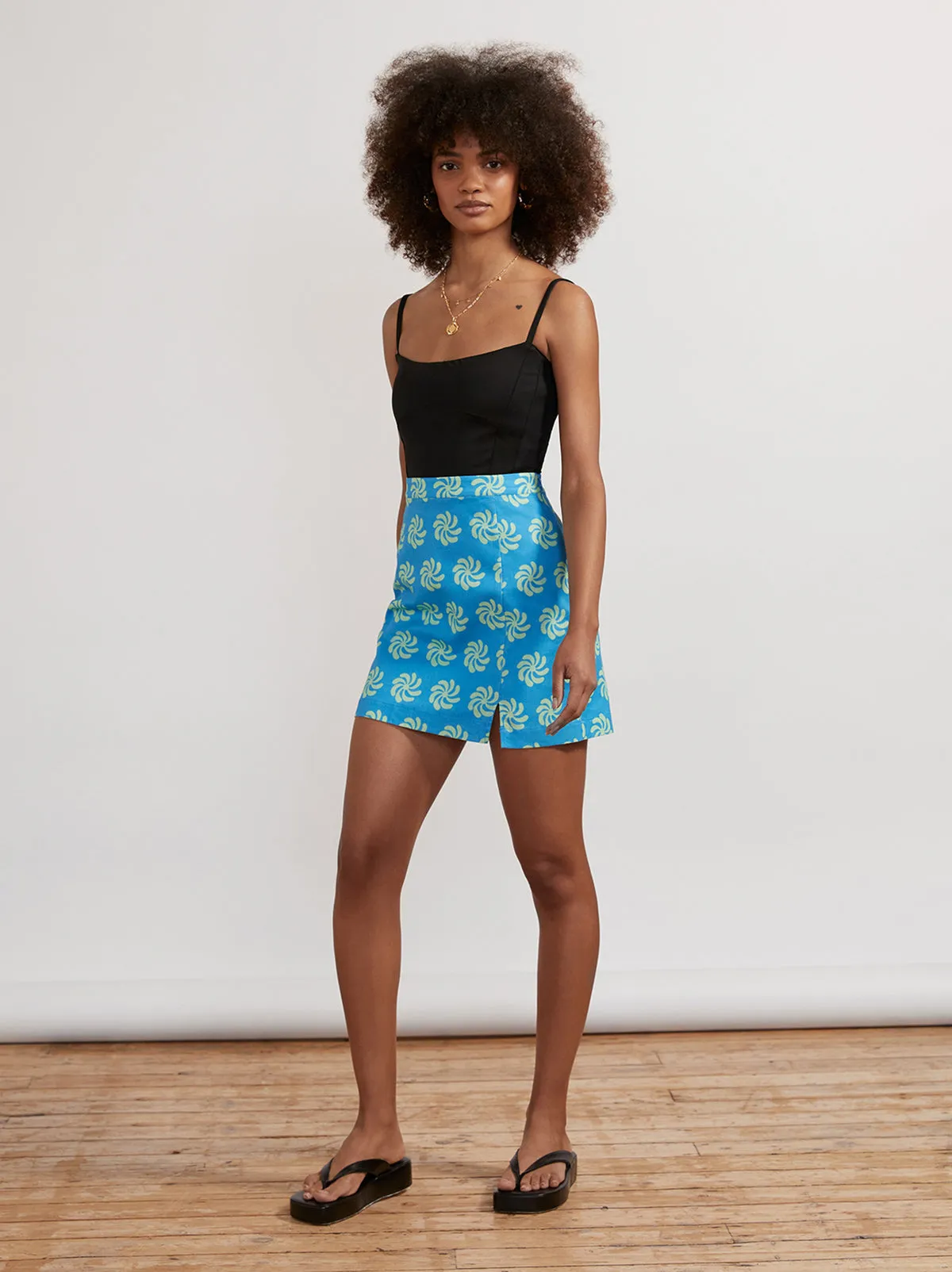 Colette Blue Geo Floral Mini Skirt