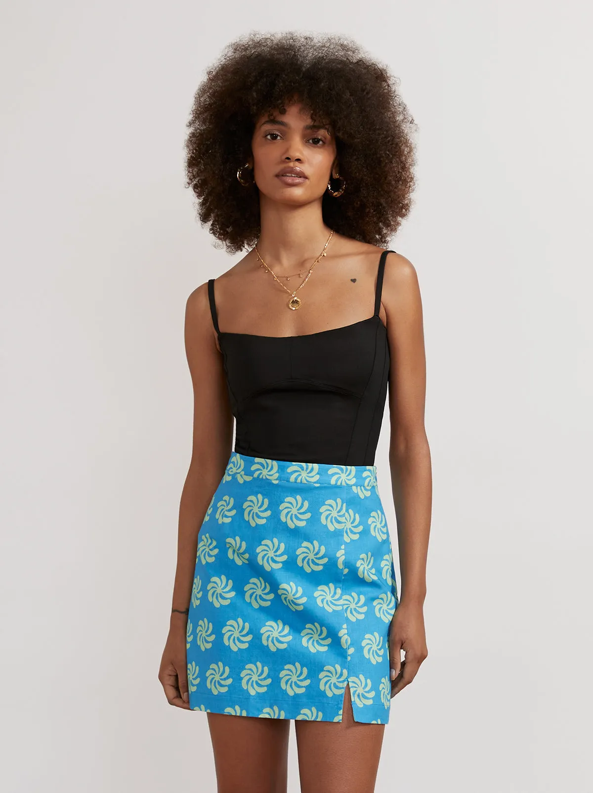 Colette Blue Geo Floral Mini Skirt