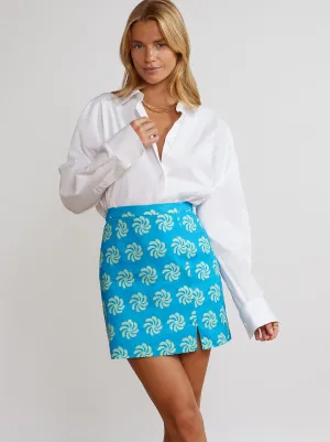 Colette Blue Geo Floral Mini Skirt