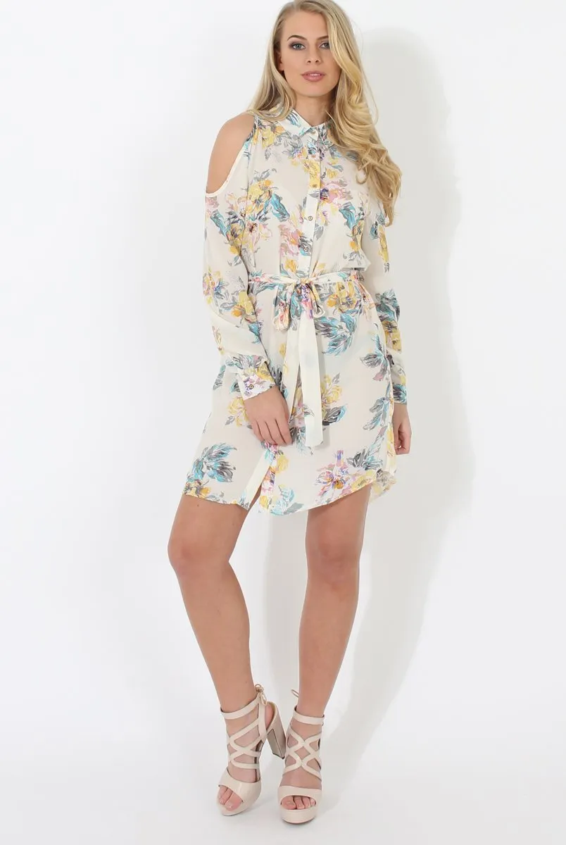 Cream Floral Shirt Dress - Nicola