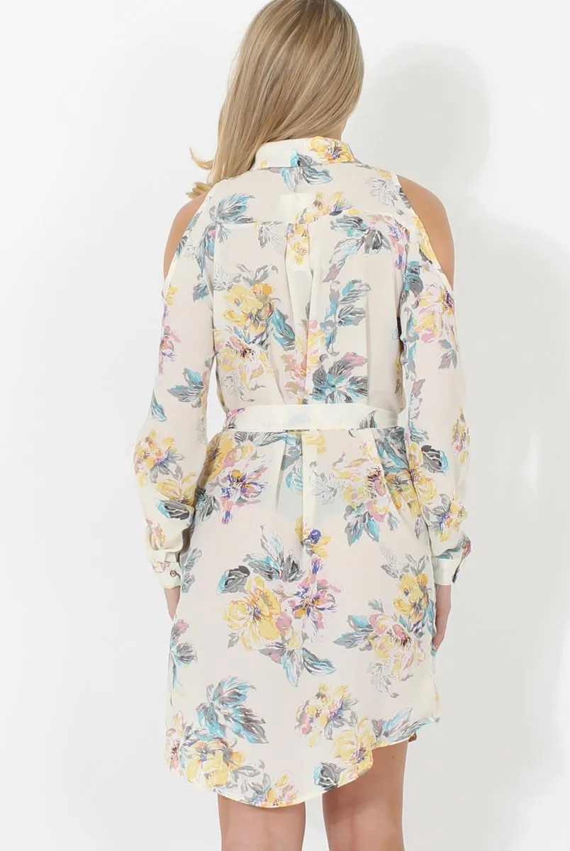 Cream Floral Shirt Dress - Nicola