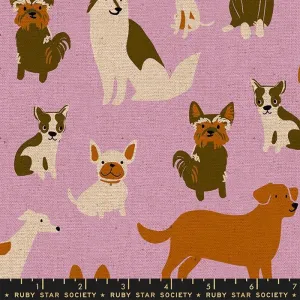 Dog Medley in Macaron - Linen Cotton Canvas Project Cut - 22" x 26"