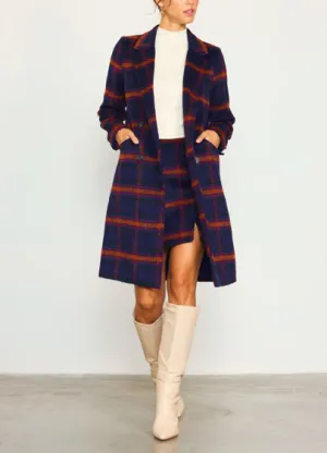 Double-Breasted Plaid Coat