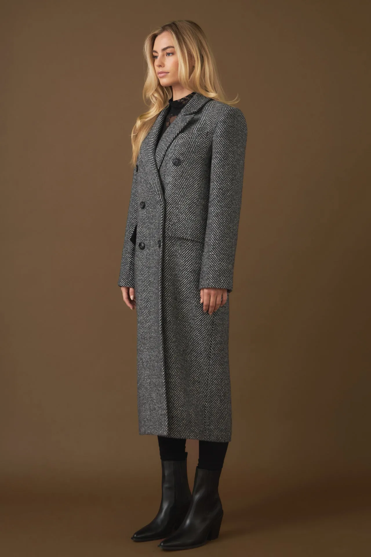 Endless Rose - Herringbone Double Breasted Coat