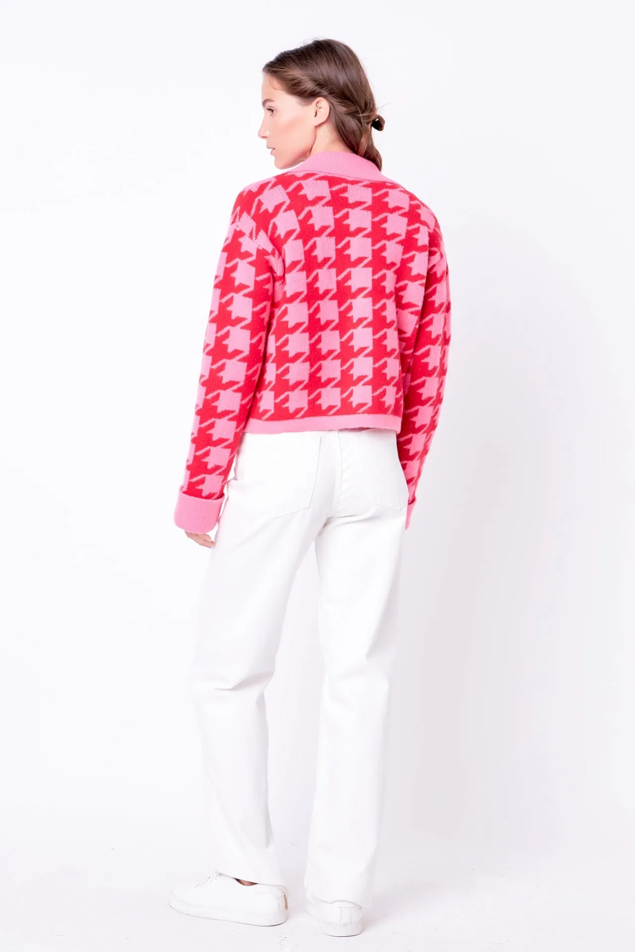 English Factory - Houndstooth Collared Cardigan- Sale