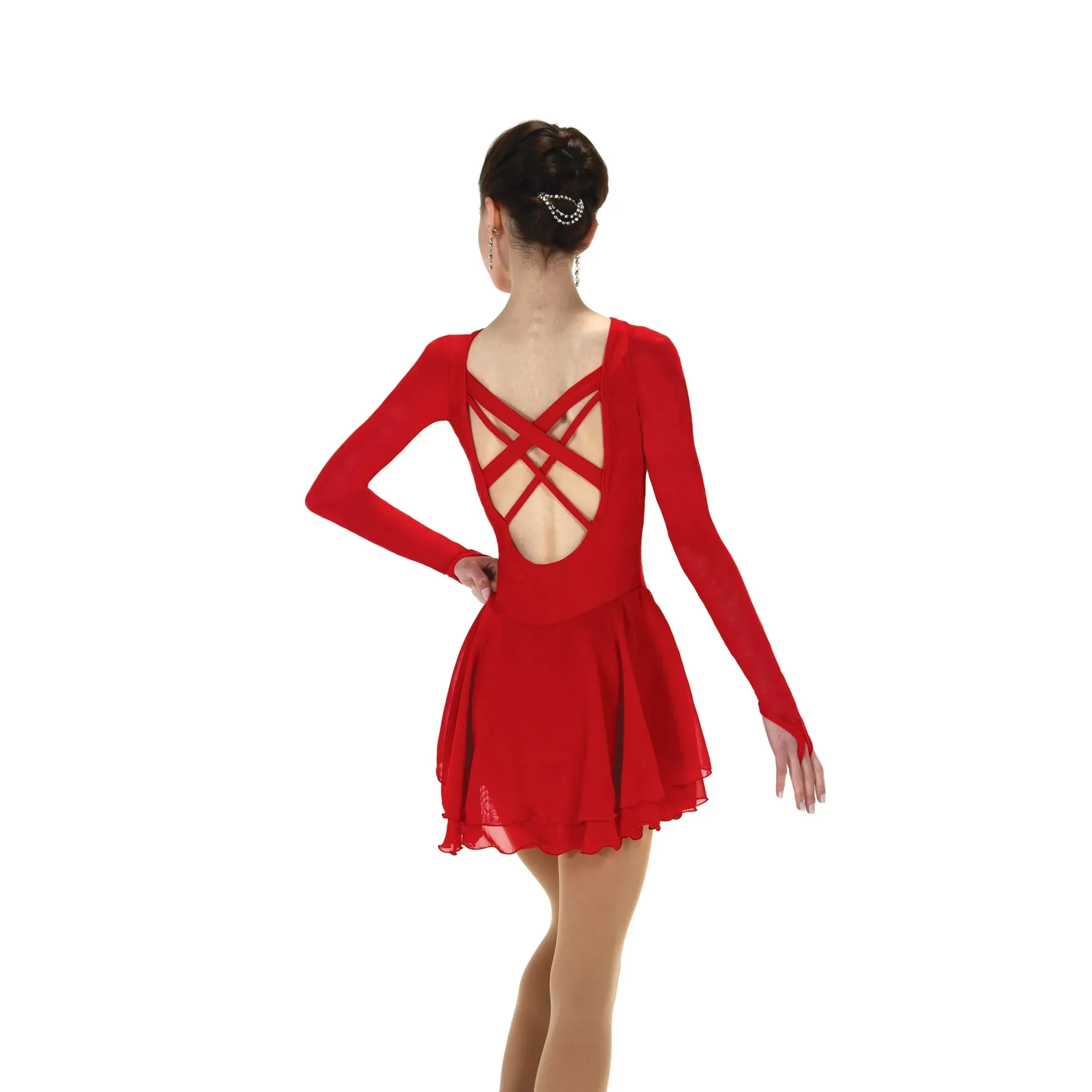 F24010P Competition Figure Skating Low Scoop Back Dress PLAIN