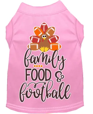 Family, Food, And Football Screen Print Dog Shirt Light Pink Xs