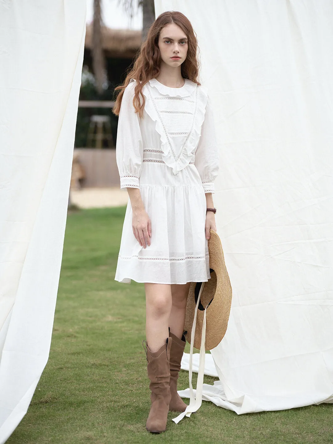 【Final Sale】Lucille Victorian Long Sleeve White Dress