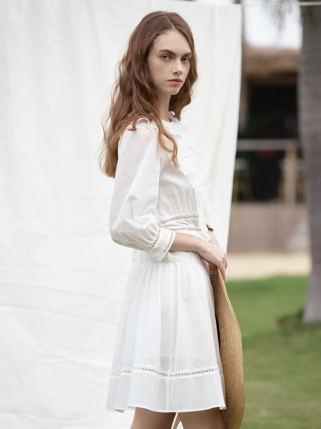 【Final Sale】Lucille Victorian Long Sleeve White Dress