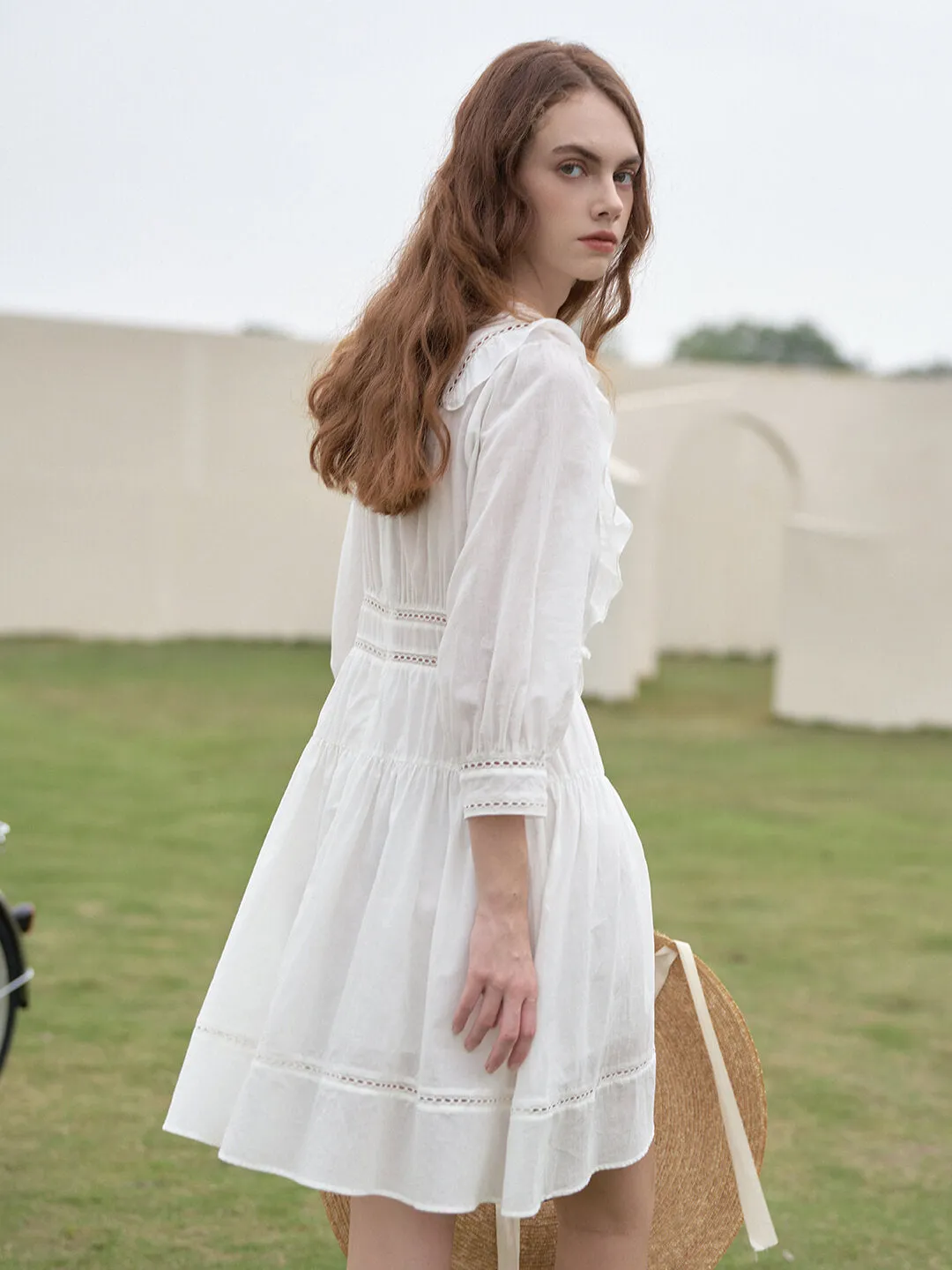 【Final Sale】Lucille Victorian Long Sleeve White Dress