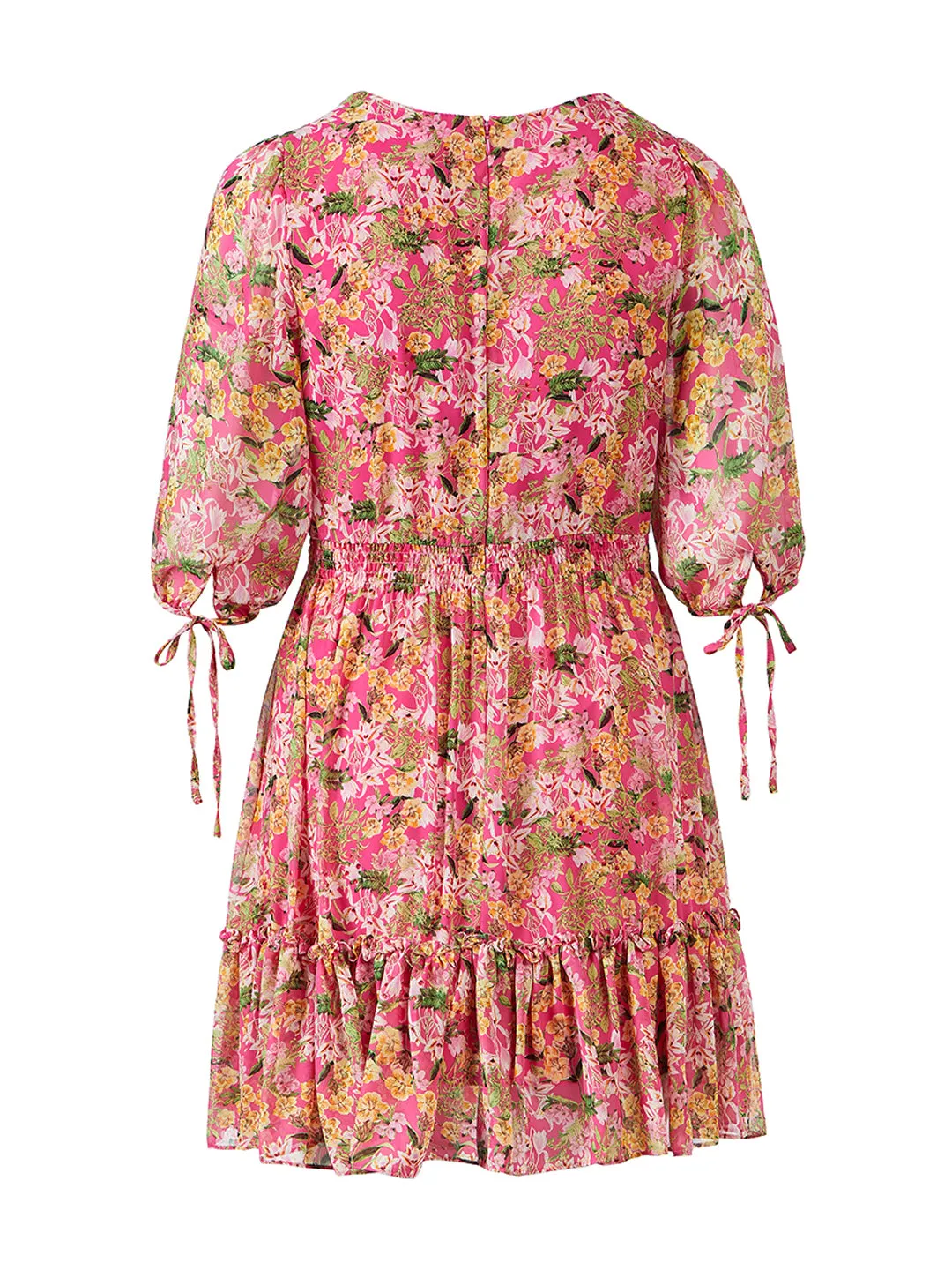 Floral Button Smocked Waist Dress