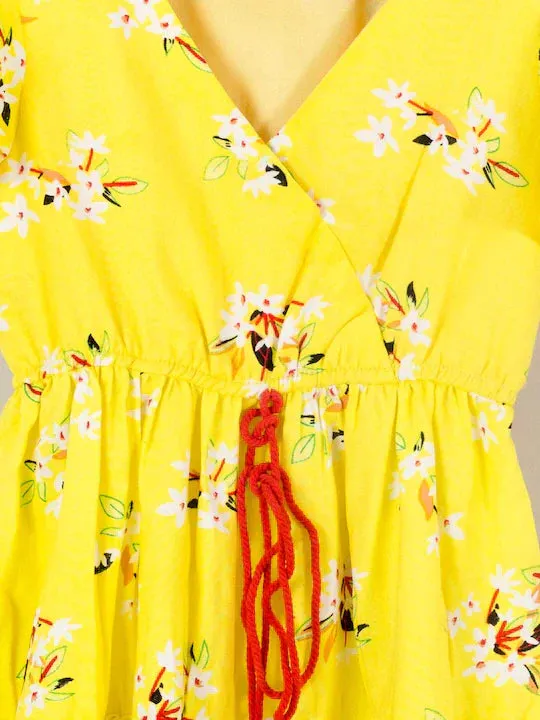 Girls Yellow Floral Dress - Ps Peaches