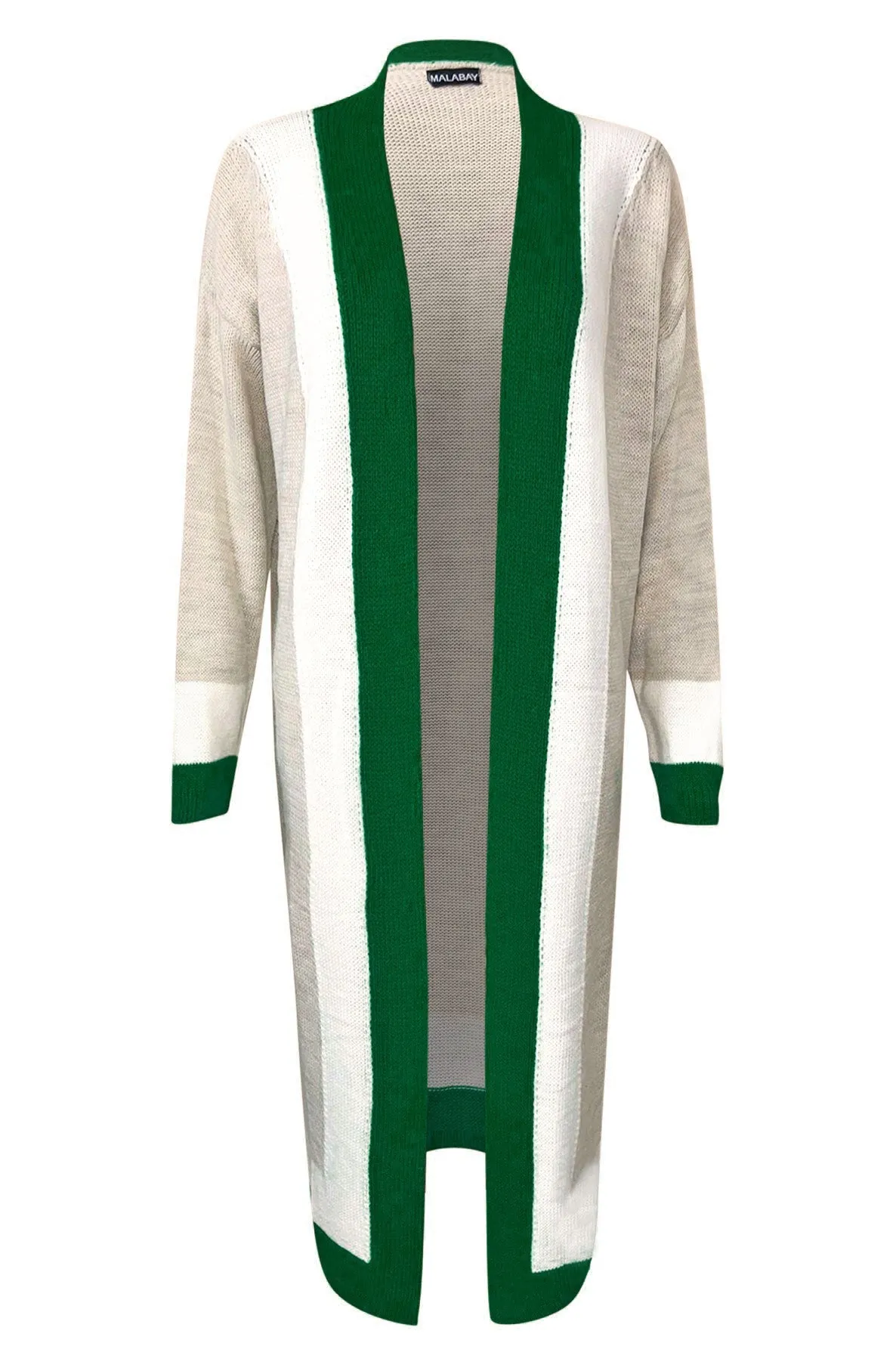 Green Longline Colour Block Cardigan