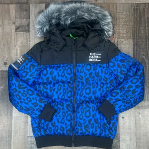 Hard Soda- cheetah print bubble coat (blue)