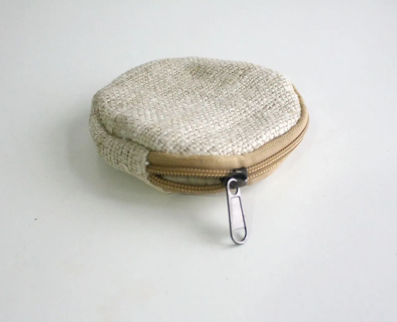 Hemp Zipper Round Coin Pouch