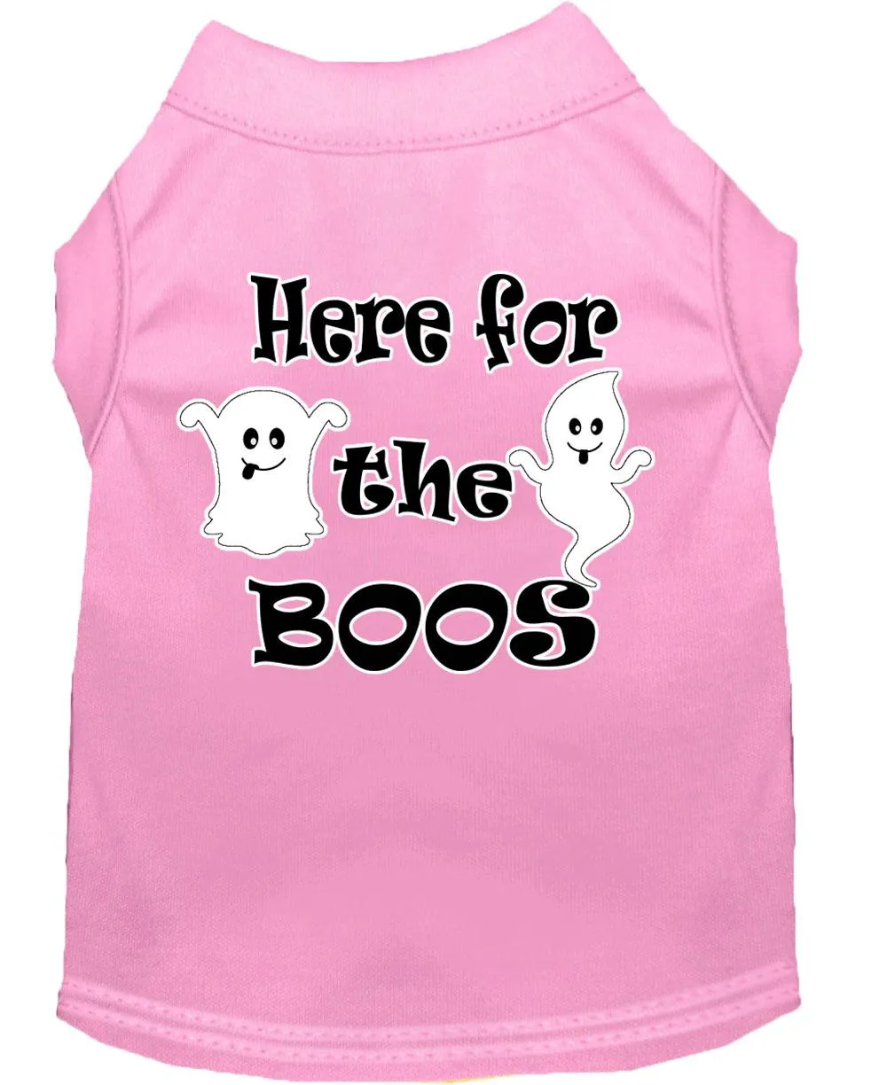 Here For The Boos Screen Print Dog Shirt Light Pink Xs (8)