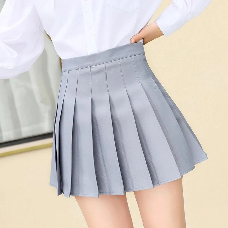 High Waist Plaid Pleated Mini Skirt With Zipper