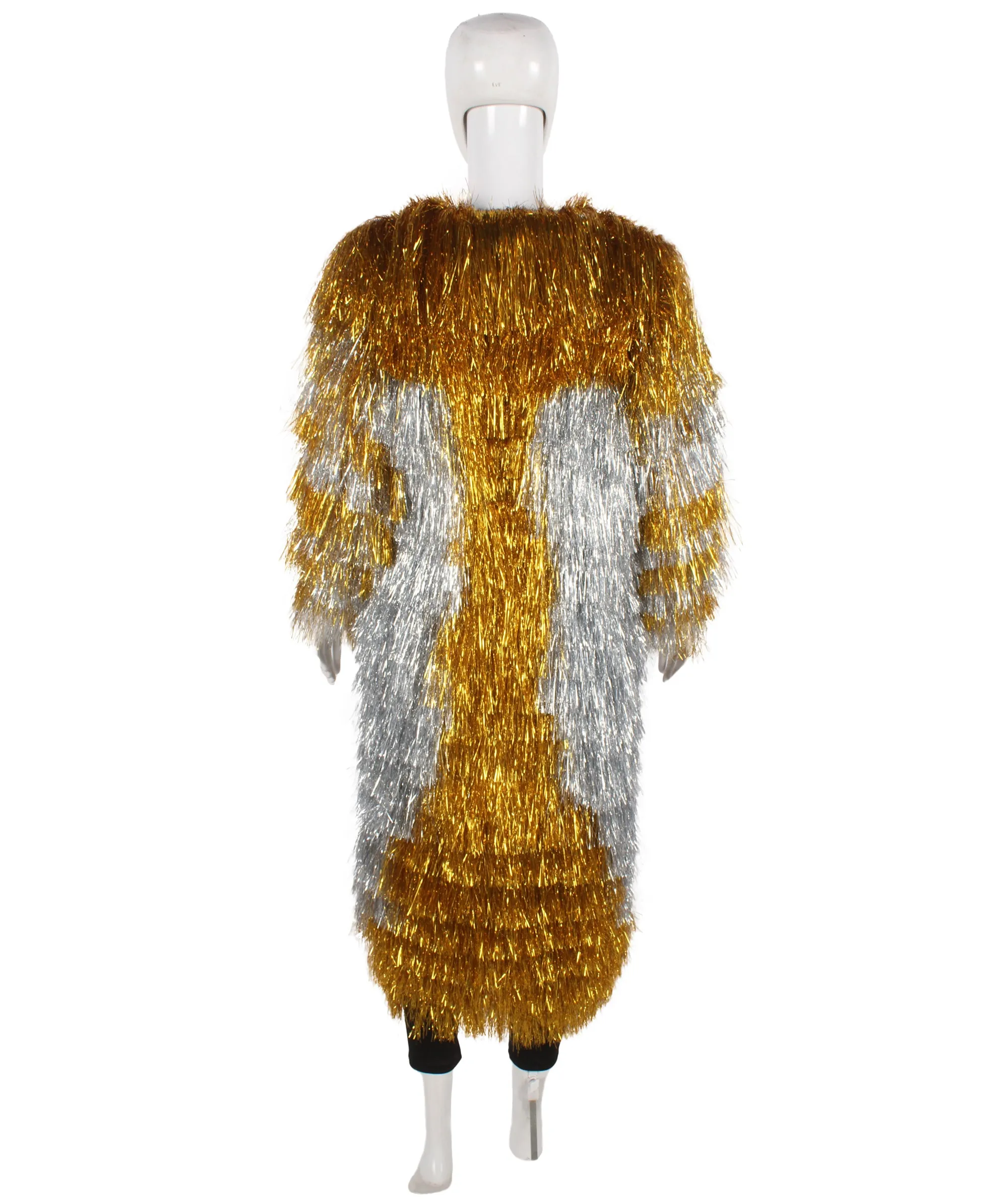 HPO Adult Women's Gold & Glitter Thin Tinsel Trenchcoat, Perfect for Halloween and Cosplay