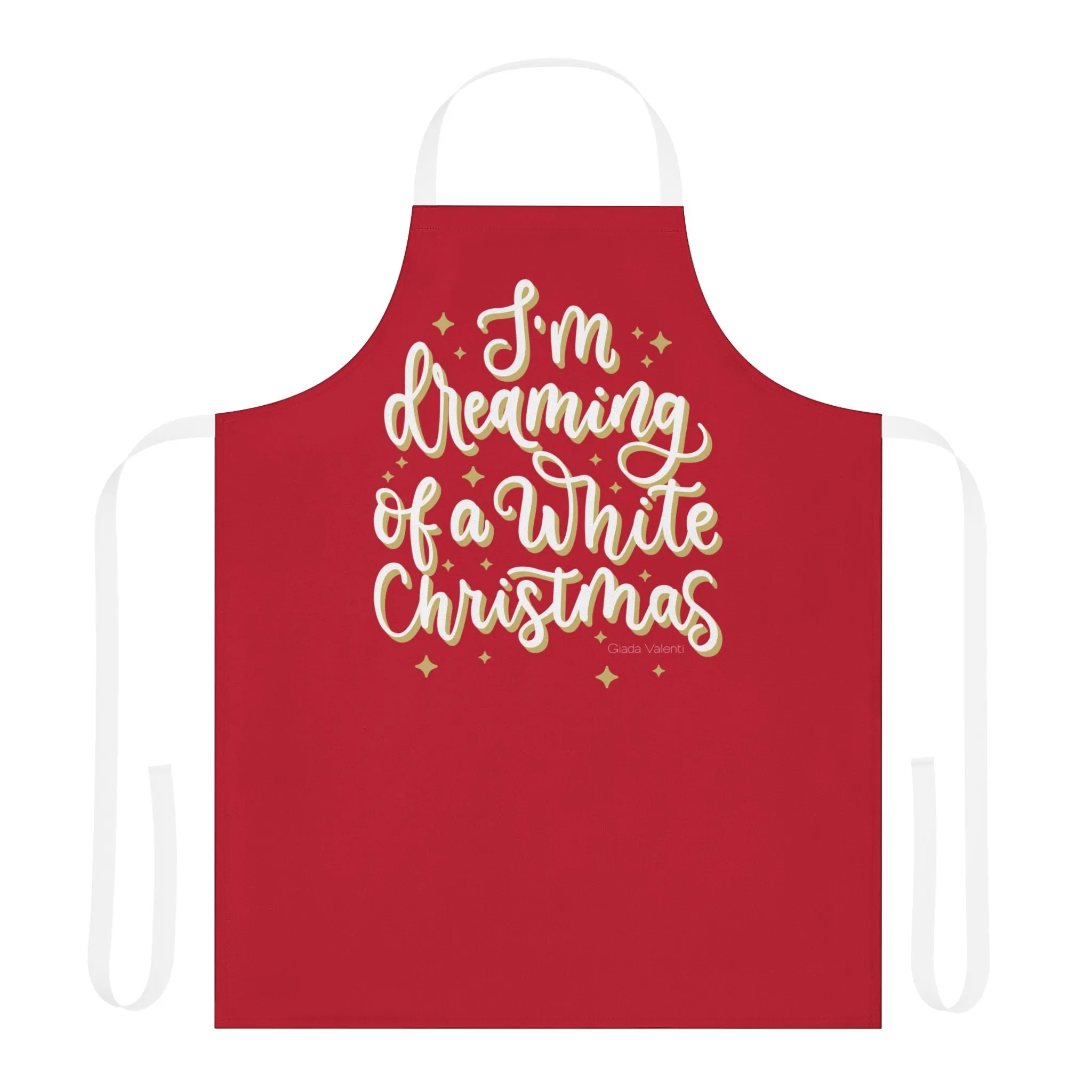 I'm Dreaming of a White Christmas Apron with Italian Design print | Pink | Giada Valenti | Christmas Gift, 5-Color Straps (AOP)