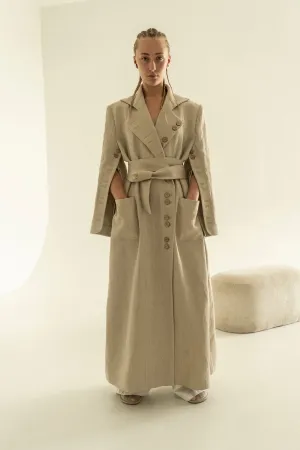 Khmelnytske Shosse Linen Hemp Trench Coat Beige